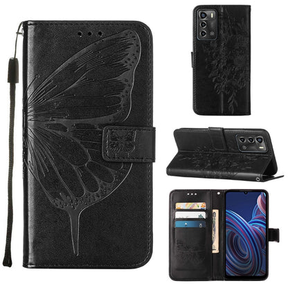 Embossed Butterfly Flip Leather Phone Case, For OnePlus 10T 5G Global, For Tecno Camon 19, For Tecno Camon 19 NEO, For Tecno Camon 19 Pro 5G, For Tecno POP 6, For Tecno Pova 3/LE7, For Tecno Spark 9 Pro/Spark 9T, For vivo S10e 5G/V23e 4G/V23E 5G/Y75 4G...