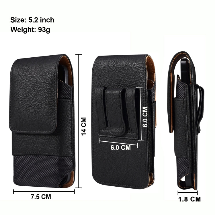 Mobile Phone Cowhide Texture Oxford Cloth Waist Bag, For 5.2 inch, For 6.1 inch, For 6.5 inch, For 6.7-6.9 inch, For 7.0 inch