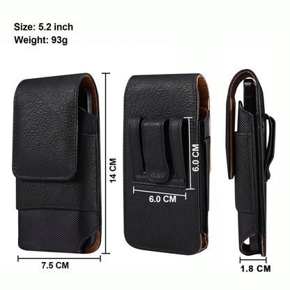 Mobile Phone Cowhide Texture Oxford Cloth Waist Bag, For 5.2 inch, For 6.1 inch, For 6.5 inch, For 6.7-6.9 inch, For 7.0 inch