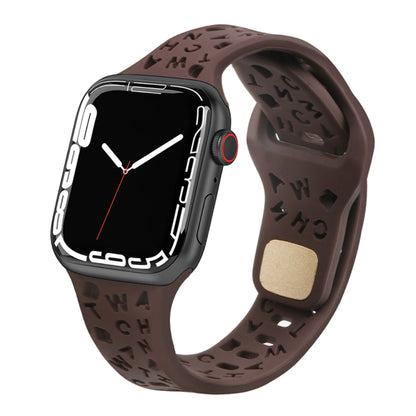English Letters Silicone Watch Band, For Apple Watch Ultra 49mm / Series 8&7 45mm / SE 2&6&SE&5&4 44mm / 3&2&1 42mm, For Apple Watch Series 8&7 41mm / SE 2&6&SE&5&4 40mm / 3&2&1 38mm