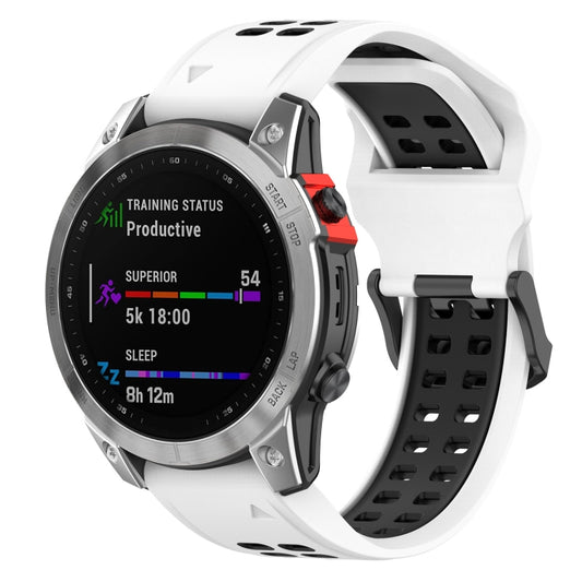 26mm Reverse Buckle Two-color Silicone Watch Band, For Garmin Enduro2 / Tactix7