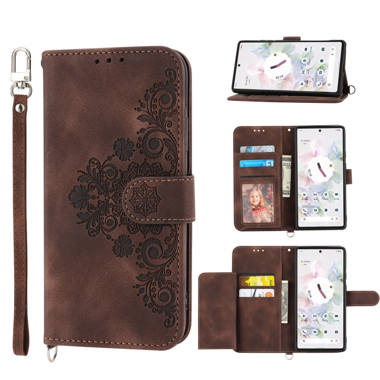 Skin-feel Flowers Embossed Wallet Leather Phone Case, For Sony Xperia 10 IV, For Sony Xperia 1 IV, For Google Pixel 6, For Google Pixel 6 Pro, For Google Pixel 6a, For Google Pixel 7 5G, For Google Pixel 7 Pro 5G