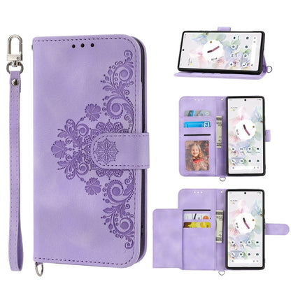 Skin-feel Flowers Embossed Wallet Leather Phone Case, For Sony Xperia 10 IV, For Sony Xperia 1 IV, For Google Pixel 6, For Google Pixel 6 Pro, For Google Pixel 6a, For Google Pixel 7 5G, For Google Pixel 7 Pro 5G