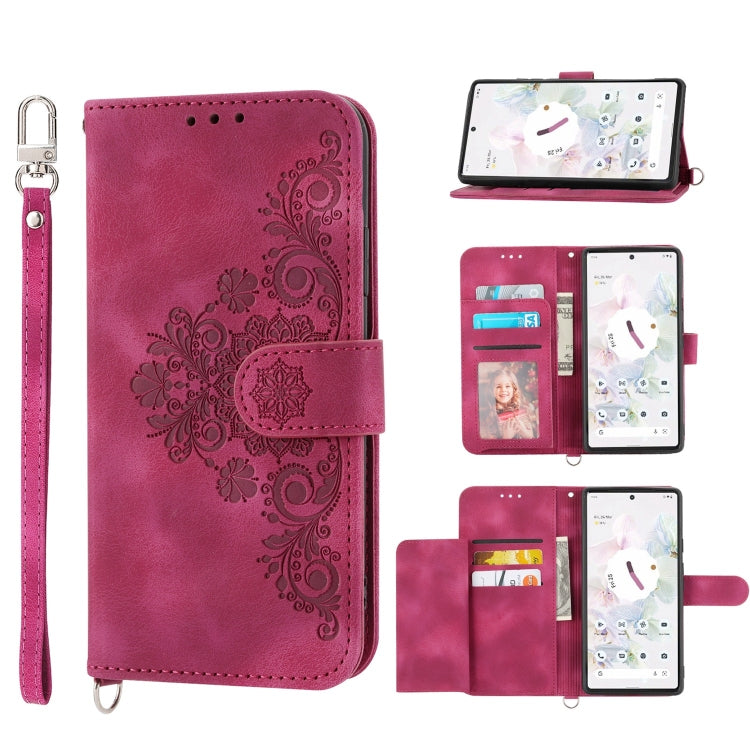 Skin-feel Flowers Embossed Wallet Leather Phone Case, For Sony Xperia 10 IV, For Sony Xperia 1 IV, For Google Pixel 6, For Google Pixel 6 Pro, For Google Pixel 6a, For Google Pixel 7 5G, For Google Pixel 7 Pro 5G