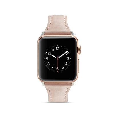 Thin Leather Replacement Wrist Strap Watchband, For Apple Watch 5/4 44mm & 3/2/1 42mm, For Apple Watch 5/4 40mm & 3/2/1 38mm
