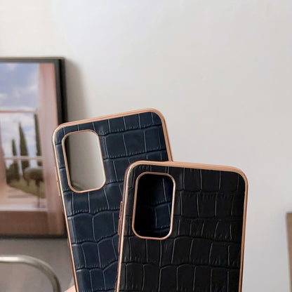 Crocodile Texture Genuine Leather Electroplating Phone Case, For Samsung Galaxy A13 4G, For Samsung Galaxy A23 4G/5G, For Samsung Galaxy A33 5G, For Samsung Galaxy A53 5G, For Samsung Galaxy A73 5G, For Samsung Galaxy Z Flip3 5G                        ...