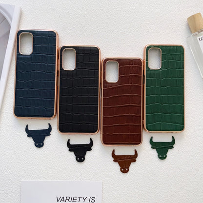 Crocodile Texture Genuine Leather Electroplating Phone Case, For Samsung Galaxy A13 4G, For Samsung Galaxy A23 4G/5G, For Samsung Galaxy A33 5G, For Samsung Galaxy A53 5G, For Samsung Galaxy A73 5G, For Samsung Galaxy Z Flip3 5G                        ...
