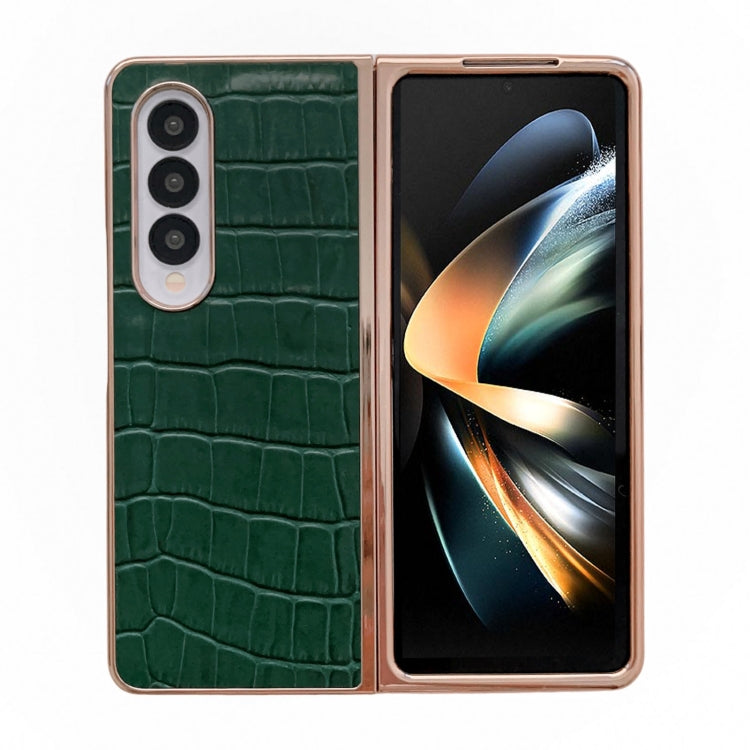 Crocodile Texture Genuine Leather Electroplating Phone Case, For Samsung Galaxy A13 4G, For Samsung Galaxy A23 4G/5G, For Samsung Galaxy A33 5G, For Samsung Galaxy A53 5G, For Samsung Galaxy A73 5G, For Samsung Galaxy Z Flip3 5G                        ...