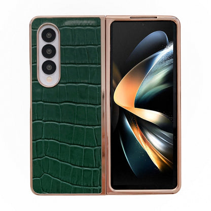 Crocodile Texture Genuine Leather Electroplating Phone Case, For Samsung Galaxy A13 4G, For Samsung Galaxy A23 4G/5G, For Samsung Galaxy A33 5G, For Samsung Galaxy A53 5G, For Samsung Galaxy A73 5G, For Samsung Galaxy Z Flip3 5G                        ...