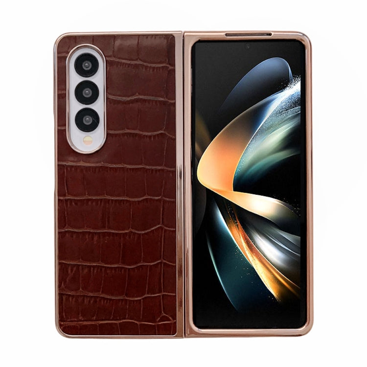 Crocodile Texture Genuine Leather Electroplating Phone Case, For Samsung Galaxy A13 4G, For Samsung Galaxy A23 4G/5G, For Samsung Galaxy A33 5G, For Samsung Galaxy A53 5G, For Samsung Galaxy A73 5G, For Samsung Galaxy Z Flip3 5G                        ...