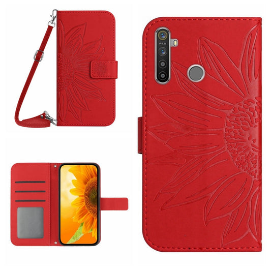 Skin Feel Sun Flower Pattern Flip Leather Phone Case with Lanyard, For Realme 5, For Realme 5 Pro, For Realme 6, For Realme 6 Pro, For Realme 7/Narzo 20 Pro, For Realme 7 Pro, For Realme 8 4G/Realme 8 Pro, For Realme 8 5G, For Realme 8i/Narzo 50 4G