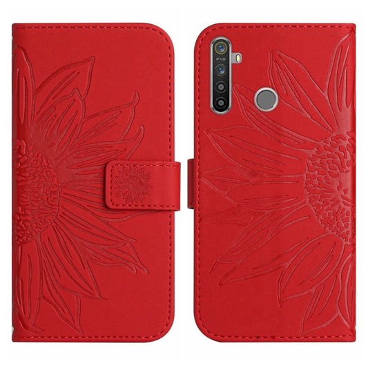 Skin Feel Sun Flower Pattern Flip Leather Phone Case with Lanyard, For Realme 5, For Realme 5 Pro, For Realme 6, For Realme 6 Pro, For Realme 7/Narzo 20 Pro, For Realme 7 Pro, For Realme 8 4G/Realme 8 Pro, For Realme 8 5G, For Realme 8i/Narzo 50 4G