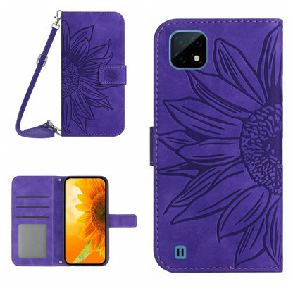 Skin Feel Sun Flower Pattern Flip Leather Phone Case with Lanyard, For Realme 9 4G/Realme 9 Pro+ 5G, For Realme 9 Pro 5G, For Realme 9i/A36/A76/A96 4G, For Realme 10 4G, For Realme 10 5G, For Realme C11, For Realme C12/C15/C25, For Realme C20/C21      ...