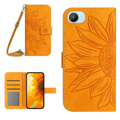 Skin Feel Sun Flower Pattern Flip Leather Phone Case with Lanyard, For Realme 9 4G/Realme 9 Pro+ 5G, For Realme 9 Pro 5G, For Realme 9i/A36/A76/A96 4G, For Realme 10 4G, For Realme 10 5G, For Realme C11, For Realme C12/C15/C25, For Realme C20/C21      ...