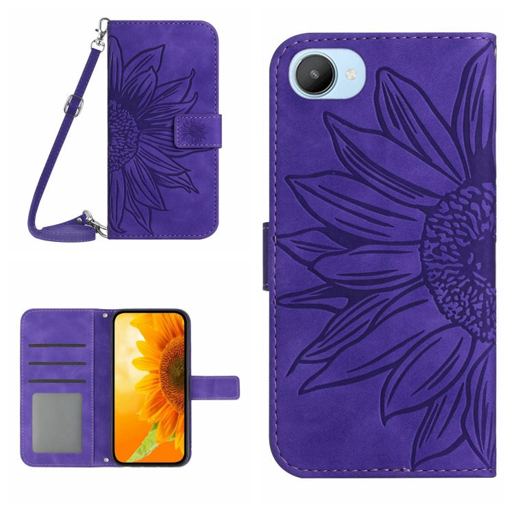 Skin Feel Sun Flower Pattern Flip Leather Phone Case with Lanyard, For Realme 9 4G/Realme 9 Pro+ 5G, For Realme 9 Pro 5G, For Realme 9i/A36/A76/A96 4G, For Realme 10 4G, For Realme 10 5G, For Realme C11, For Realme C12/C15/C25, For Realme C20/C21      ...