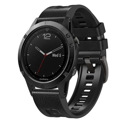 Quick Release Silicone Leather Watch Band, For Garmin Fenix 7