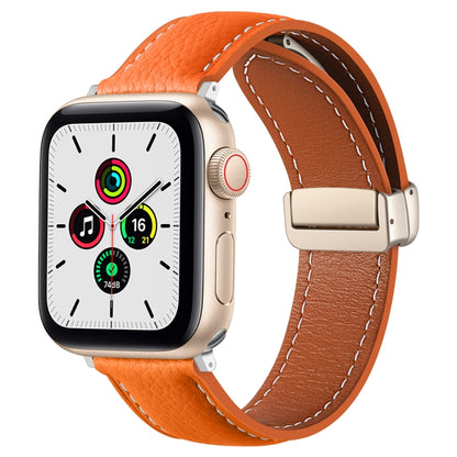 Folding Buckle Genuine Leather Watch Band, For Apple Watch Ultra 49mm / Series 8&7 45mm / SE 2&6&SE&5&4 44mm / 3&2&1 42mm, For Apple Watch Series 8&7 41mm / SE 2&6&SE&5&4 40mm / 3&2&1 38mm