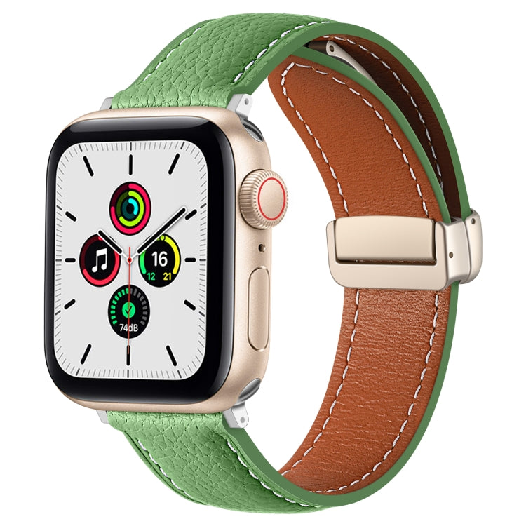 Folding Buckle Genuine Leather Watch Band, For Apple Watch Ultra 49mm / Series 8&7 45mm / SE 2&6&SE&5&4 44mm / 3&2&1 42mm, For Apple Watch Series 8&7 41mm / SE 2&6&SE&5&4 40mm / 3&2&1 38mm