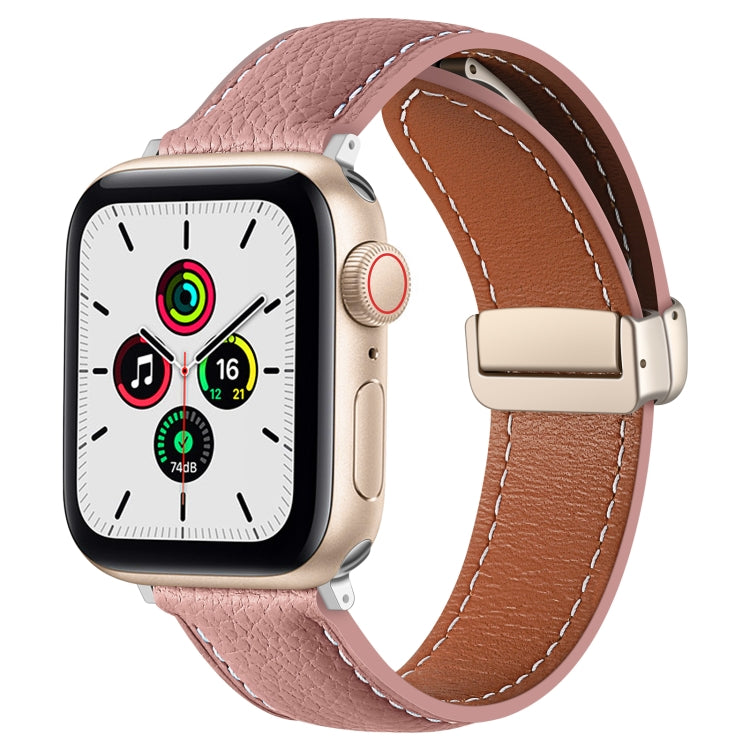 Folding Buckle Genuine Leather Watch Band, For Apple Watch Ultra 49mm / Series 8&7 45mm / SE 2&6&SE&5&4 44mm / 3&2&1 42mm, For Apple Watch Series 8&7 41mm / SE 2&6&SE&5&4 40mm / 3&2&1 38mm