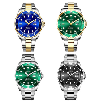 Ochstin 5019F Fashion Business Single Calendar Waterproof Stainless Steel Strap Quartz Watch