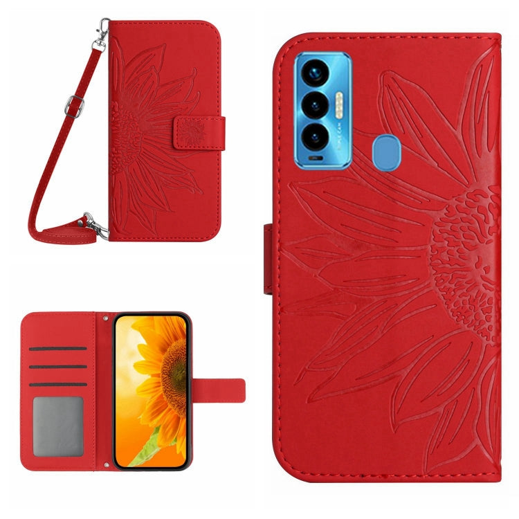 Skin Feel Sun Flower Pattern Flip Leather Phone Case with Lanyard, For Tecno Camon 18i, For Tecno Camon 19 Pro, For Tecno Pova 2, For Tecno Spark 8, For Tecno Spark Go 2022 / Spark 8C