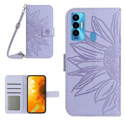Skin Feel Sun Flower Pattern Flip Leather Phone Case with Lanyard, For Tecno Camon 18i, For Tecno Camon 19 Pro, For Tecno Pova 2, For Tecno Spark 8, For Tecno Spark Go 2022 / Spark 8C
