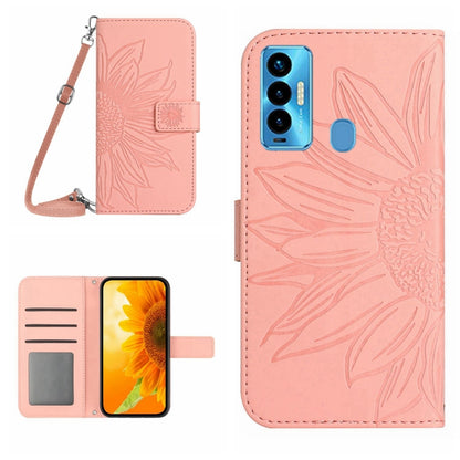Skin Feel Sun Flower Pattern Flip Leather Phone Case with Lanyard, For Tecno Camon 18i, For Tecno Camon 19 Pro, For Tecno Pova 2, For Tecno Spark 8, For Tecno Spark Go 2022 / Spark 8C