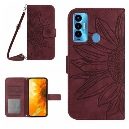 Skin Feel Sun Flower Pattern Flip Leather Phone Case with Lanyard, For Tecno Camon 18i, For Tecno Camon 19 Pro, For Tecno Pova 2, For Tecno Spark 8, For Tecno Spark Go 2022 / Spark 8C