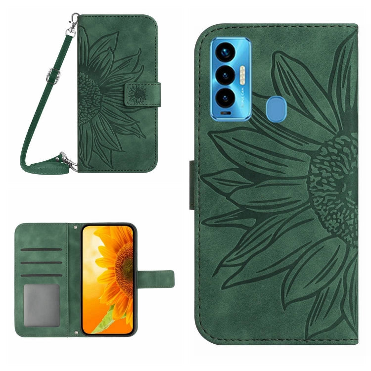 Skin Feel Sun Flower Pattern Flip Leather Phone Case with Lanyard, For Tecno Camon 18i, For Tecno Camon 19 Pro, For Tecno Pova 2, For Tecno Spark 8, For Tecno Spark Go 2022 / Spark 8C