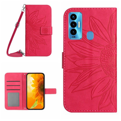 Skin Feel Sun Flower Pattern Flip Leather Phone Case with Lanyard, For Tecno Camon 18i, For Tecno Camon 19 Pro, For Tecno Pova 2, For Tecno Spark 8, For Tecno Spark Go 2022 / Spark 8C