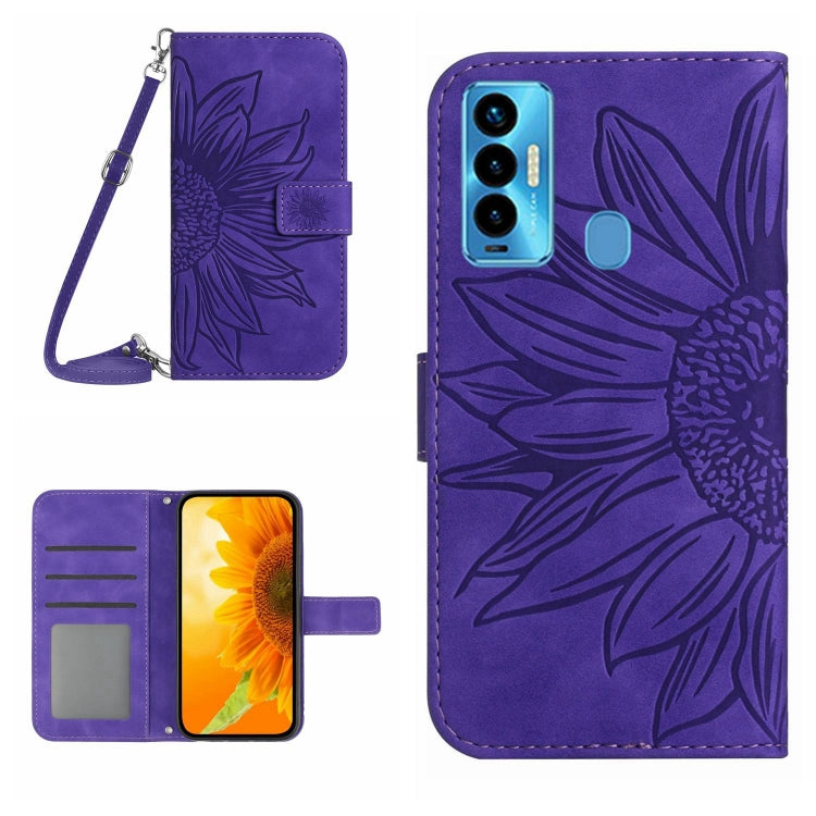 Skin Feel Sun Flower Pattern Flip Leather Phone Case with Lanyard, For Tecno Camon 18i, For Tecno Camon 19 Pro, For Tecno Pova 2, For Tecno Spark 8, For Tecno Spark Go 2022 / Spark 8C