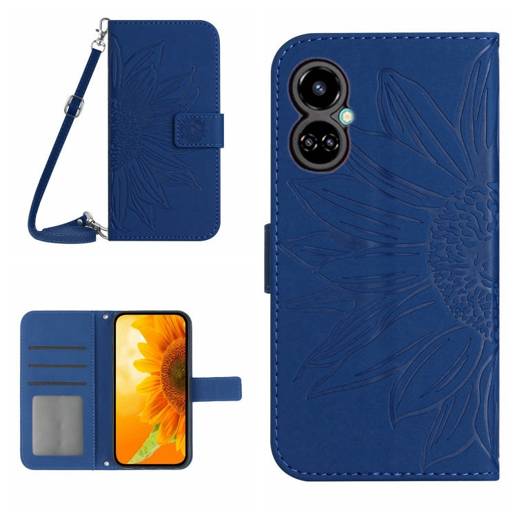 Skin Feel Sun Flower Pattern Flip Leather Phone Case with Lanyard, For Tecno Camon 18i, For Tecno Camon 19 Pro, For Tecno Pova 2, For Tecno Spark 8, For Tecno Spark Go 2022 / Spark 8C