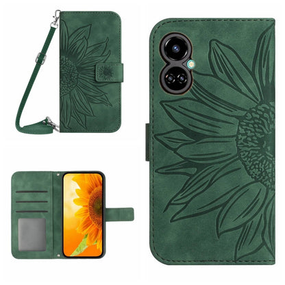 Skin Feel Sun Flower Pattern Flip Leather Phone Case with Lanyard, For Tecno Camon 18i, For Tecno Camon 19 Pro, For Tecno Pova 2, For Tecno Spark 8, For Tecno Spark Go 2022 / Spark 8C