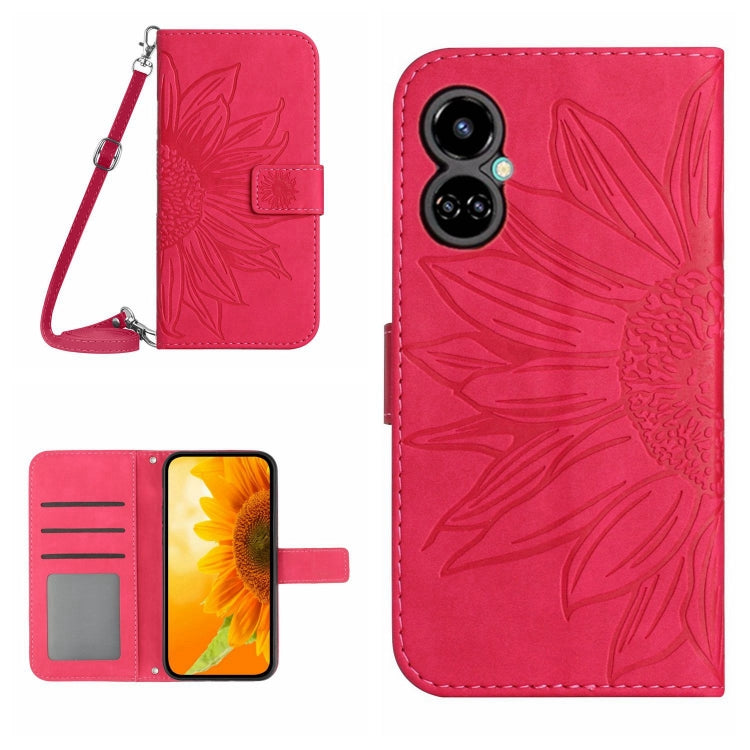 Skin Feel Sun Flower Pattern Flip Leather Phone Case with Lanyard, For Tecno Camon 18i, For Tecno Camon 19 Pro, For Tecno Pova 2, For Tecno Spark 8, For Tecno Spark Go 2022 / Spark 8C