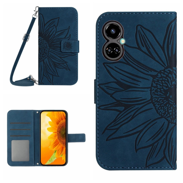Skin Feel Sun Flower Pattern Flip Leather Phone Case with Lanyard, For Tecno Camon 18i, For Tecno Camon 19 Pro, For Tecno Pova 2, For Tecno Spark 8, For Tecno Spark Go 2022 / Spark 8C