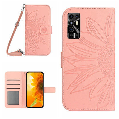 Skin Feel Sun Flower Pattern Flip Leather Phone Case with Lanyard, For Tecno Camon 18i, For Tecno Camon 19 Pro, For Tecno Pova 2, For Tecno Spark 8, For Tecno Spark Go 2022 / Spark 8C