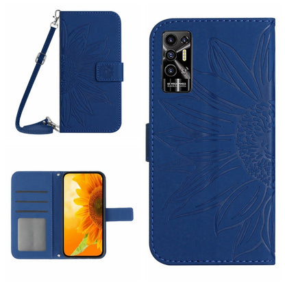 Skin Feel Sun Flower Pattern Flip Leather Phone Case with Lanyard, For Tecno Camon 18i, For Tecno Camon 19 Pro, For Tecno Pova 2, For Tecno Spark 8, For Tecno Spark Go 2022 / Spark 8C