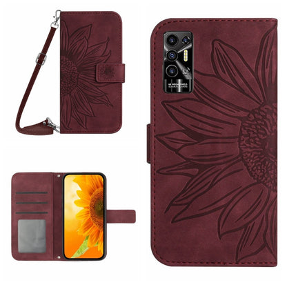 Skin Feel Sun Flower Pattern Flip Leather Phone Case with Lanyard, For Tecno Camon 18i, For Tecno Camon 19 Pro, For Tecno Pova 2, For Tecno Spark 8, For Tecno Spark Go 2022 / Spark 8C