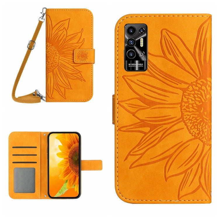 Skin Feel Sun Flower Pattern Flip Leather Phone Case with Lanyard, For Tecno Camon 18i, For Tecno Camon 19 Pro, For Tecno Pova 2, For Tecno Spark 8, For Tecno Spark Go 2022 / Spark 8C