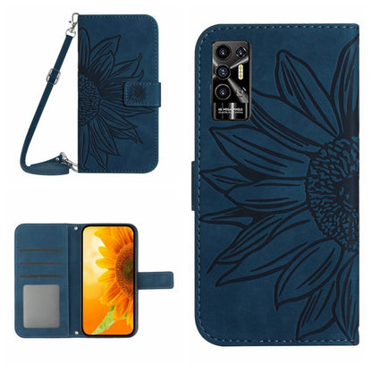 Skin Feel Sun Flower Pattern Flip Leather Phone Case with Lanyard, For Tecno Camon 18i, For Tecno Camon 19 Pro, For Tecno Pova 2, For Tecno Spark 8, For Tecno Spark Go 2022 / Spark 8C
