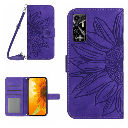 Skin Feel Sun Flower Pattern Flip Leather Phone Case with Lanyard, For Tecno Camon 18i, For Tecno Camon 19 Pro, For Tecno Pova 2, For Tecno Spark 8, For Tecno Spark Go 2022 / Spark 8C