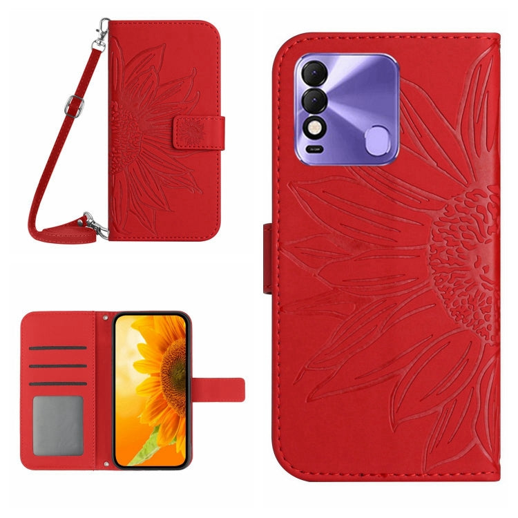 Skin Feel Sun Flower Pattern Flip Leather Phone Case with Lanyard, For Tecno Camon 18i, For Tecno Camon 19 Pro, For Tecno Pova 2, For Tecno Spark 8, For Tecno Spark Go 2022 / Spark 8C