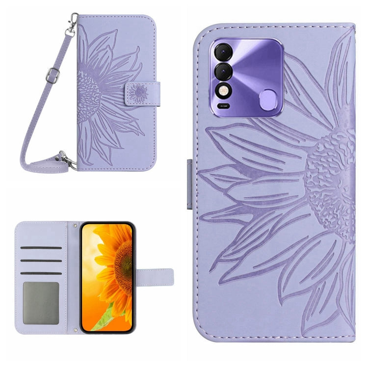 Skin Feel Sun Flower Pattern Flip Leather Phone Case with Lanyard, For Tecno Camon 18i, For Tecno Camon 19 Pro, For Tecno Pova 2, For Tecno Spark 8, For Tecno Spark Go 2022 / Spark 8C