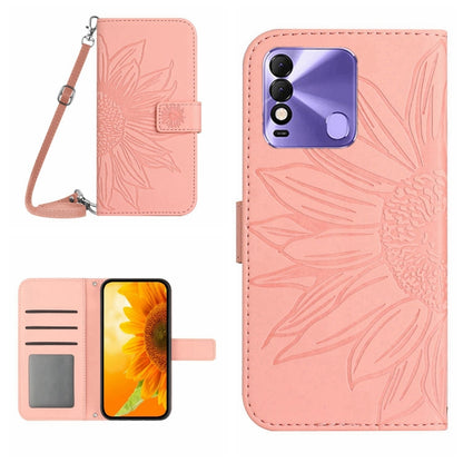 Skin Feel Sun Flower Pattern Flip Leather Phone Case with Lanyard, For Tecno Camon 18i, For Tecno Camon 19 Pro, For Tecno Pova 2, For Tecno Spark 8, For Tecno Spark Go 2022 / Spark 8C
