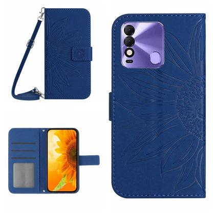 Skin Feel Sun Flower Pattern Flip Leather Phone Case with Lanyard, For Tecno Camon 18i, For Tecno Camon 19 Pro, For Tecno Pova 2, For Tecno Spark 8, For Tecno Spark Go 2022 / Spark 8C