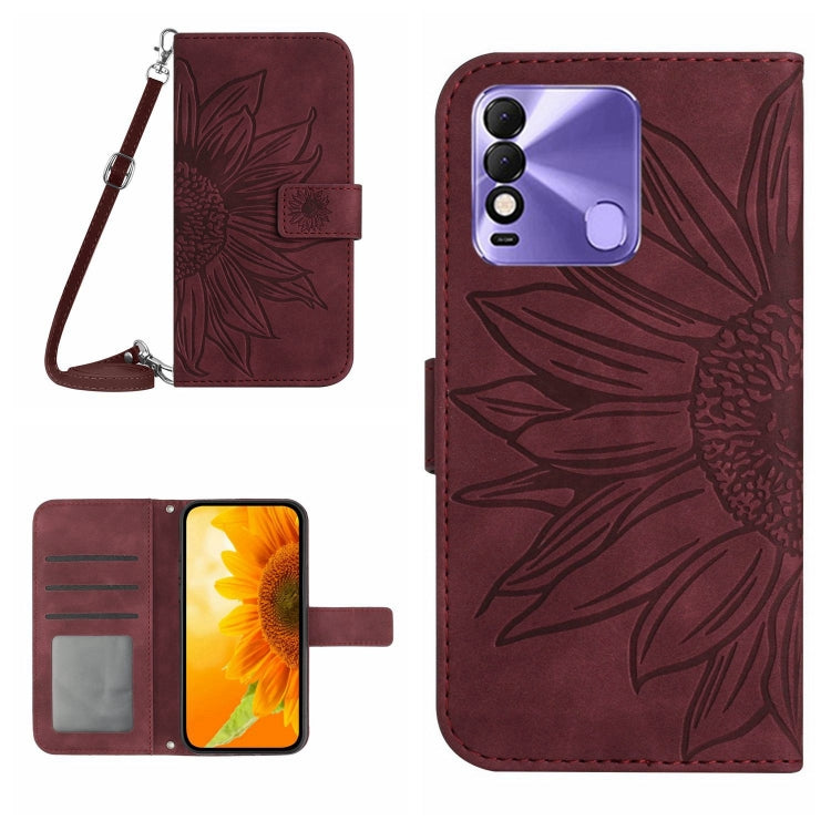 Skin Feel Sun Flower Pattern Flip Leather Phone Case with Lanyard, For Tecno Camon 18i, For Tecno Camon 19 Pro, For Tecno Pova 2, For Tecno Spark 8, For Tecno Spark Go 2022 / Spark 8C
