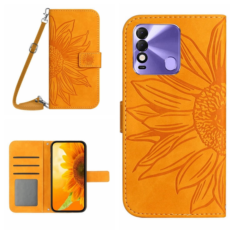 Skin Feel Sun Flower Pattern Flip Leather Phone Case with Lanyard, For Tecno Camon 18i, For Tecno Camon 19 Pro, For Tecno Pova 2, For Tecno Spark 8, For Tecno Spark Go 2022 / Spark 8C