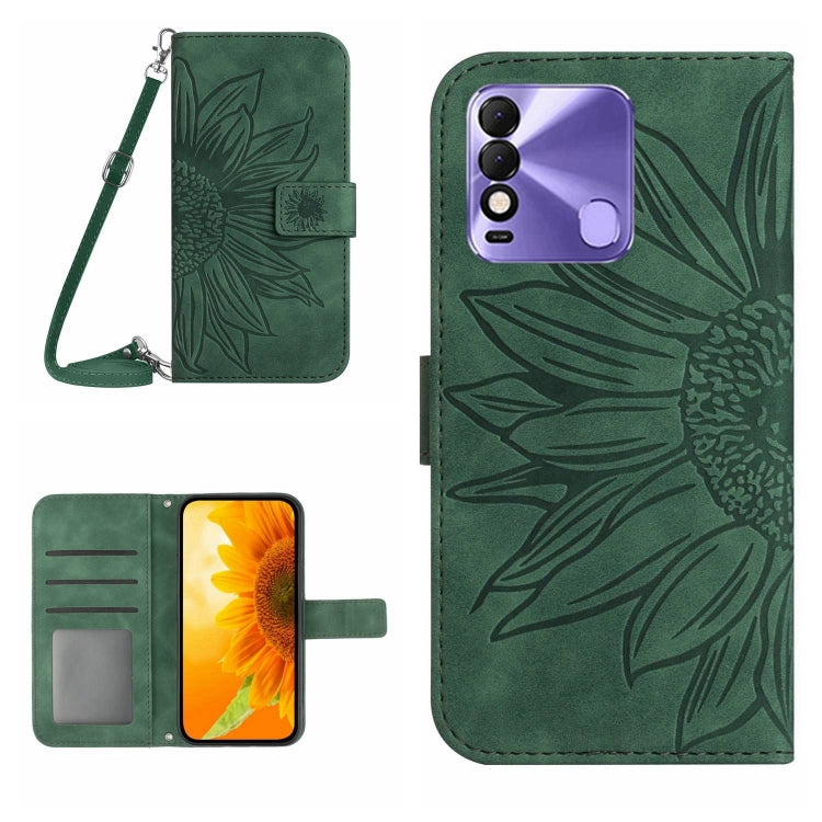 Skin Feel Sun Flower Pattern Flip Leather Phone Case with Lanyard, For Tecno Camon 18i, For Tecno Camon 19 Pro, For Tecno Pova 2, For Tecno Spark 8, For Tecno Spark Go 2022 / Spark 8C