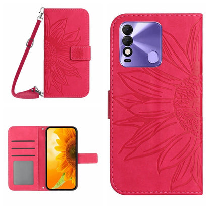Skin Feel Sun Flower Pattern Flip Leather Phone Case with Lanyard, For Tecno Camon 18i, For Tecno Camon 19 Pro, For Tecno Pova 2, For Tecno Spark 8, For Tecno Spark Go 2022 / Spark 8C