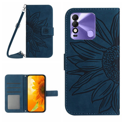 Skin Feel Sun Flower Pattern Flip Leather Phone Case with Lanyard, For Tecno Camon 18i, For Tecno Camon 19 Pro, For Tecno Pova 2, For Tecno Spark 8, For Tecno Spark Go 2022 / Spark 8C